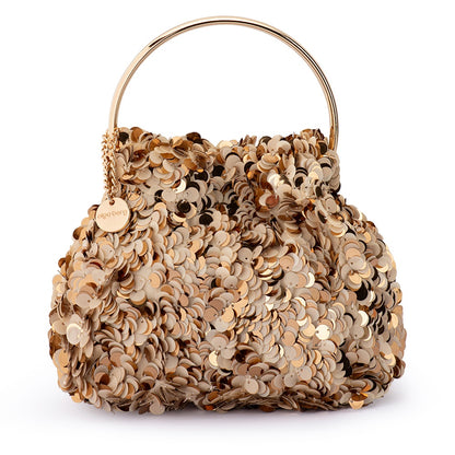 Sharma Sequin Clutch - Natural