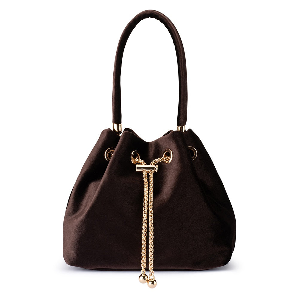 Margie Velvet Pouch - Chocolate