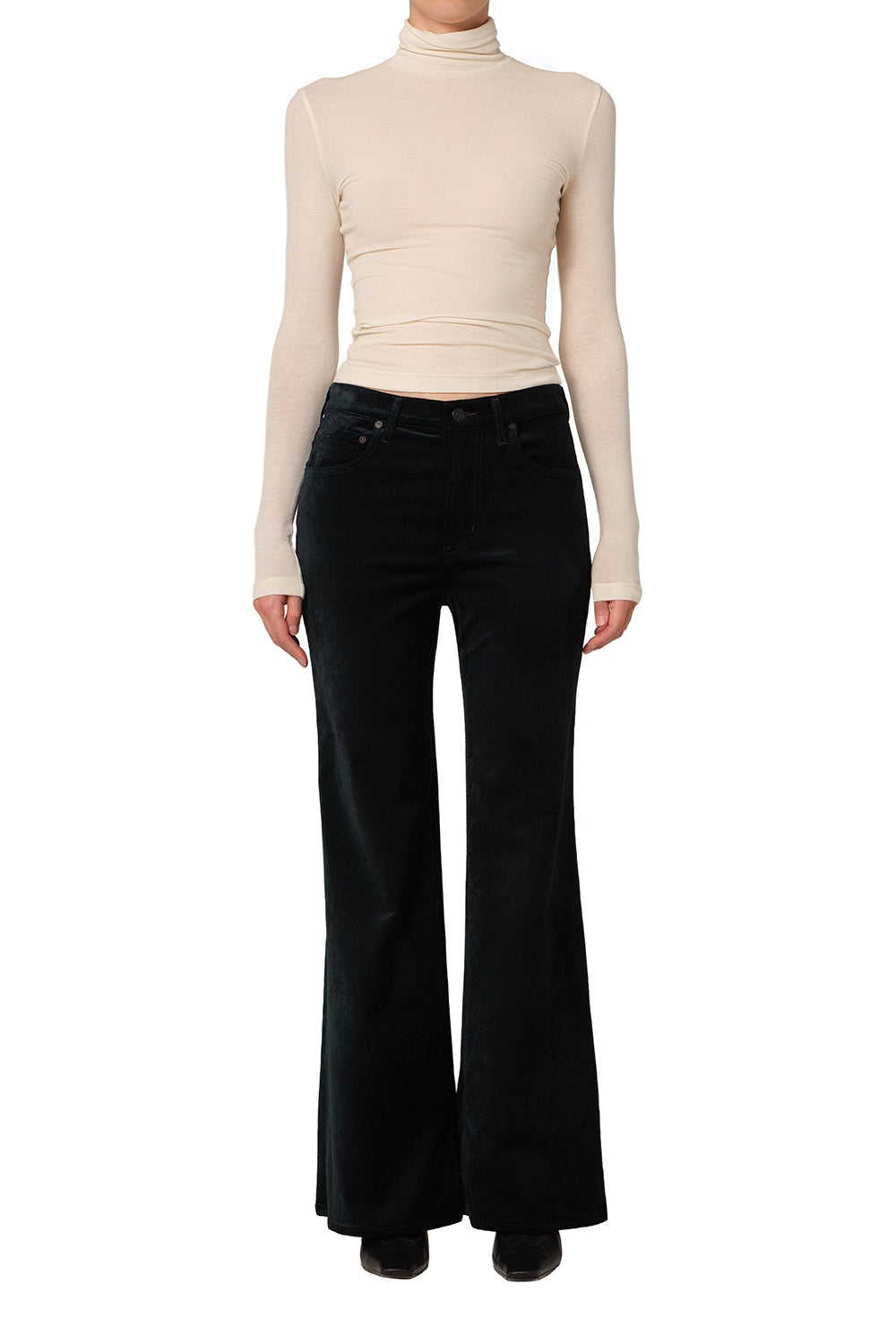 Kimberly 70's Flare Velvet in Moss