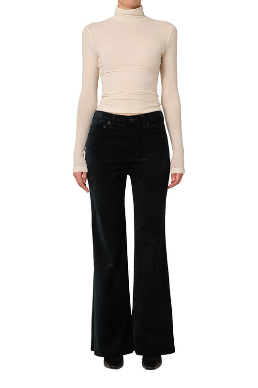 Kimberly 70's Flare Velvet in Moss