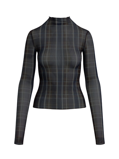 Sheer Fantasy Top - Toffee Plaid