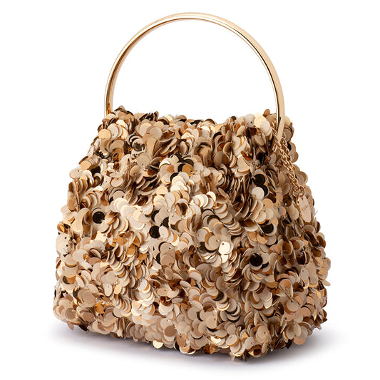 Sharma Sequin Clutch - Natural