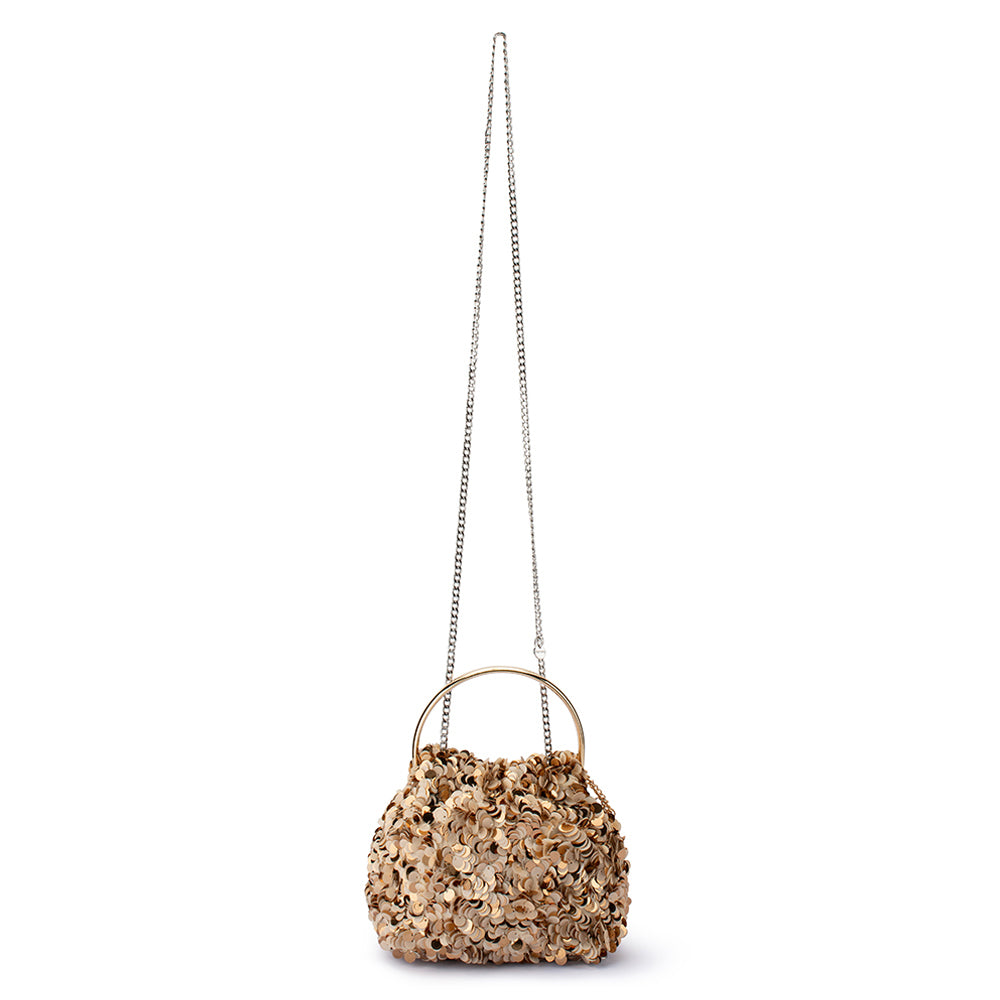 Sharma Sequin Clutch - Natural