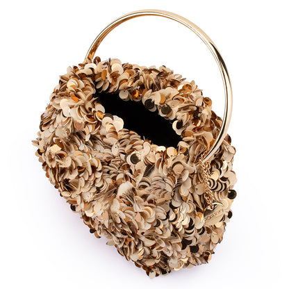 Sharma Sequin Clutch - Natural