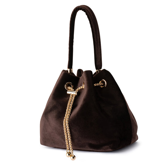 Margie Velvet Pouch - Chocolate