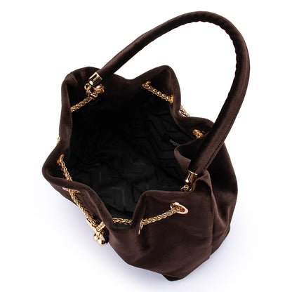 Margie Velvet Pouch - Chocolate