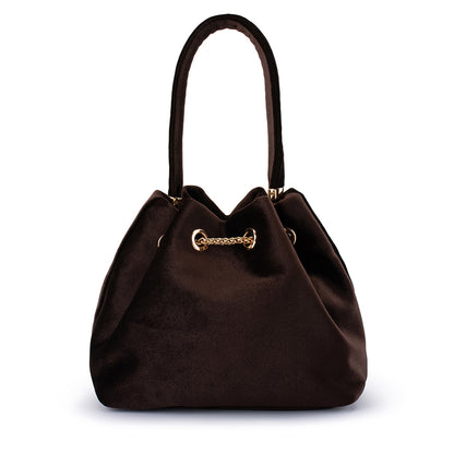 Margie Velvet Pouch - Chocolate