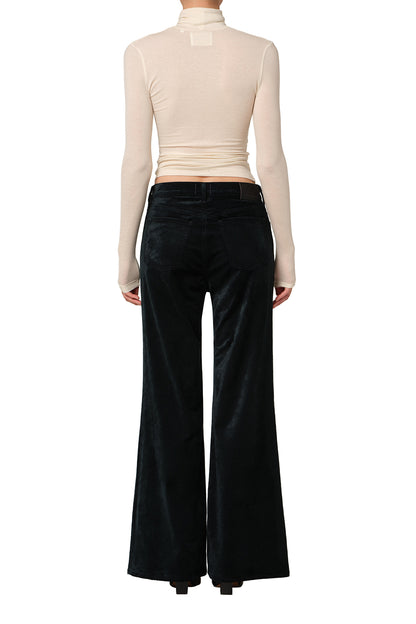 Kimberly 70's Flare Velvet in Moss