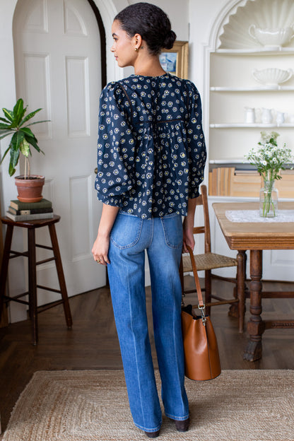 Isla Longsleeve Top 2 - Maritime Daisy