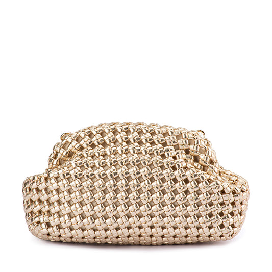 Everly Hand Woven Clutch - Gold