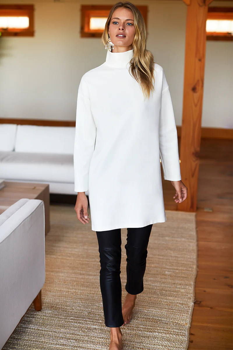 Edie Turtleneck Dress - Ivory Ponte