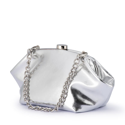 Tally Metallic Clutch - Silver