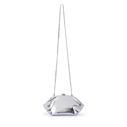 Tally Metallic Clutch - Silver