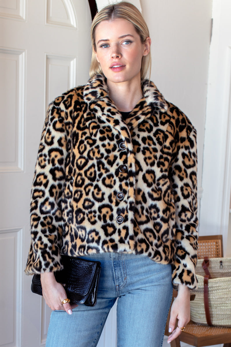 Short 60s Coat - Leopard Fur