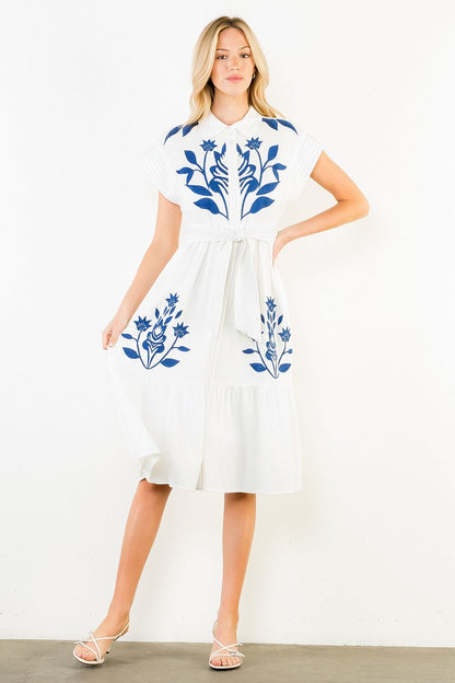 Veronica Embroidered Midi Dress