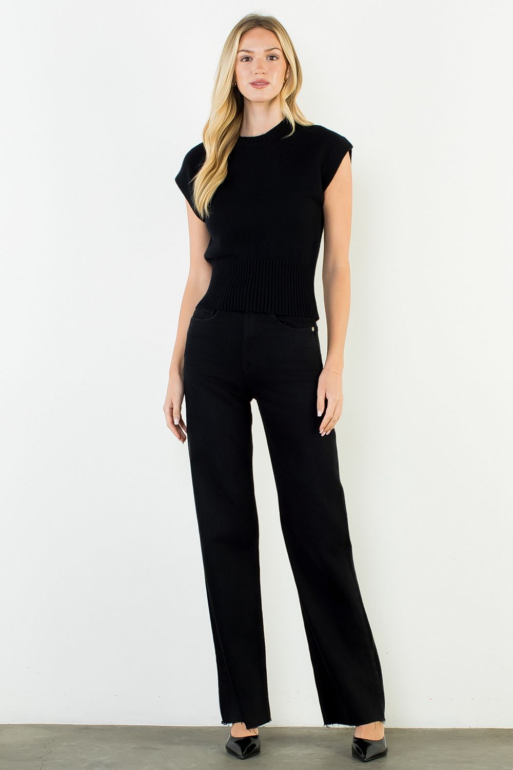 Elise Sweater Top - Black