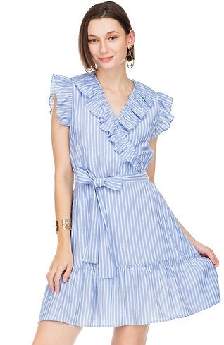 Dorothy Wrap Dress - Blue Stripe
