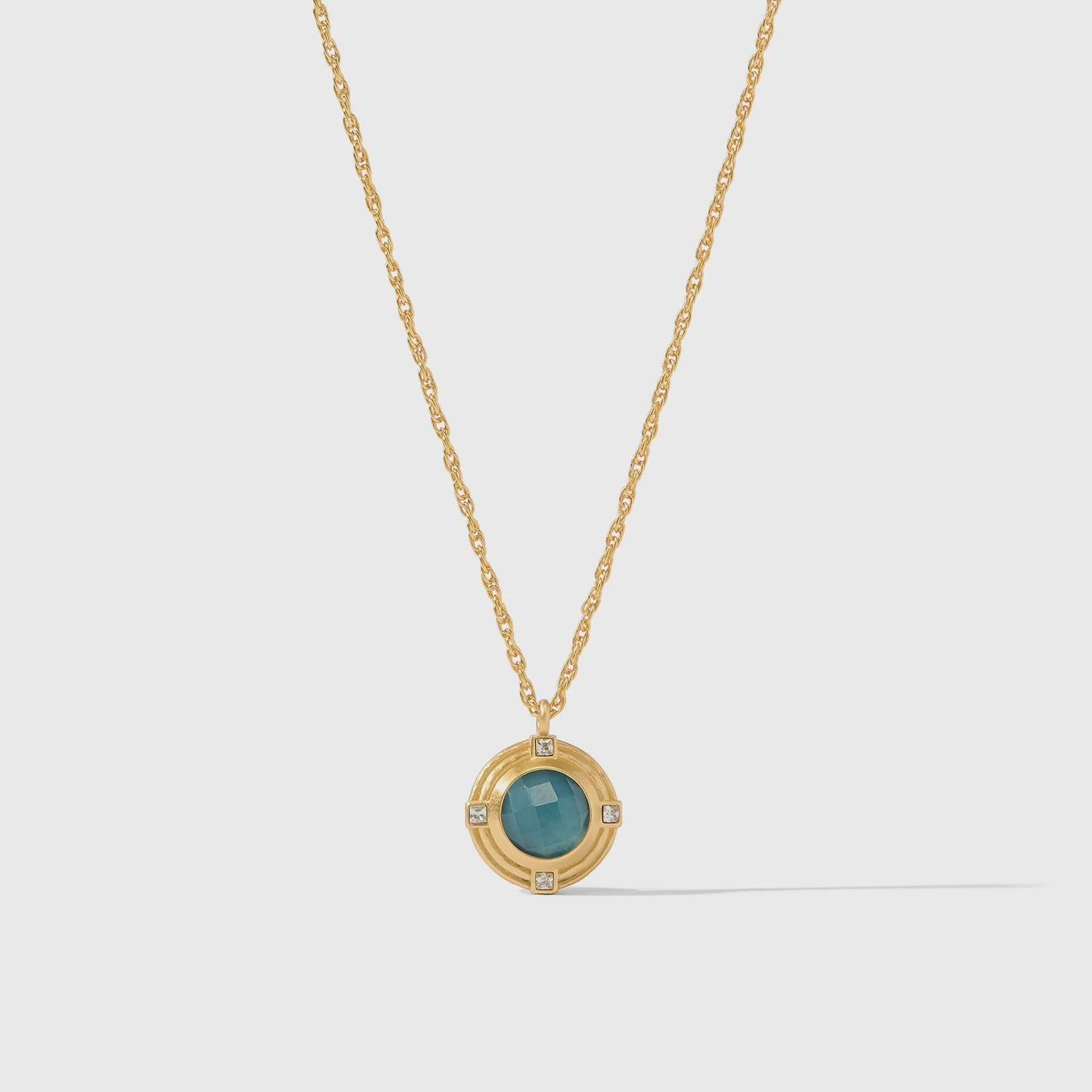 Astor Solitaire Necklacee-Iridescent Peacock Blue