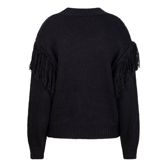 Fringe Sweater-Black