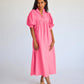 Hot Pink High Neck Midi Dress