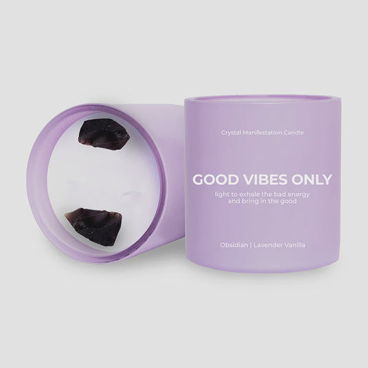 Good Vibes Only Crystal  Candle- Lavender and Vanilla