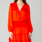Lauren Pleated Mini Dress - Orange