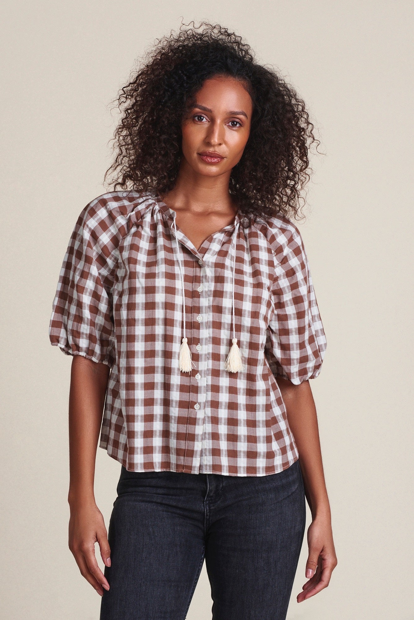 The Antoinette Shirt - White/Taupe