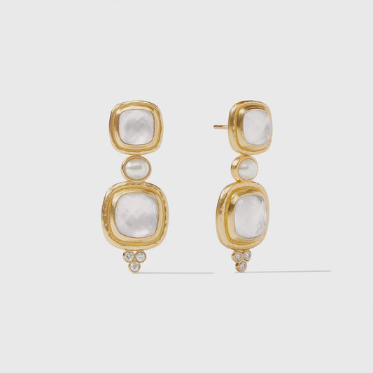 Tudor Statement Earring-Iridescent Clear Crystal