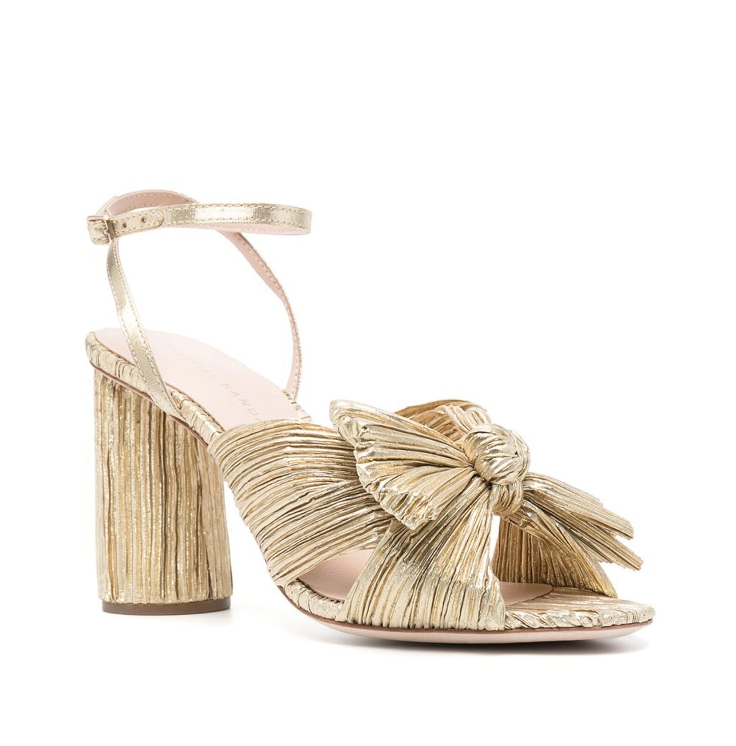 Camellia Gold Pleated Bow Heel